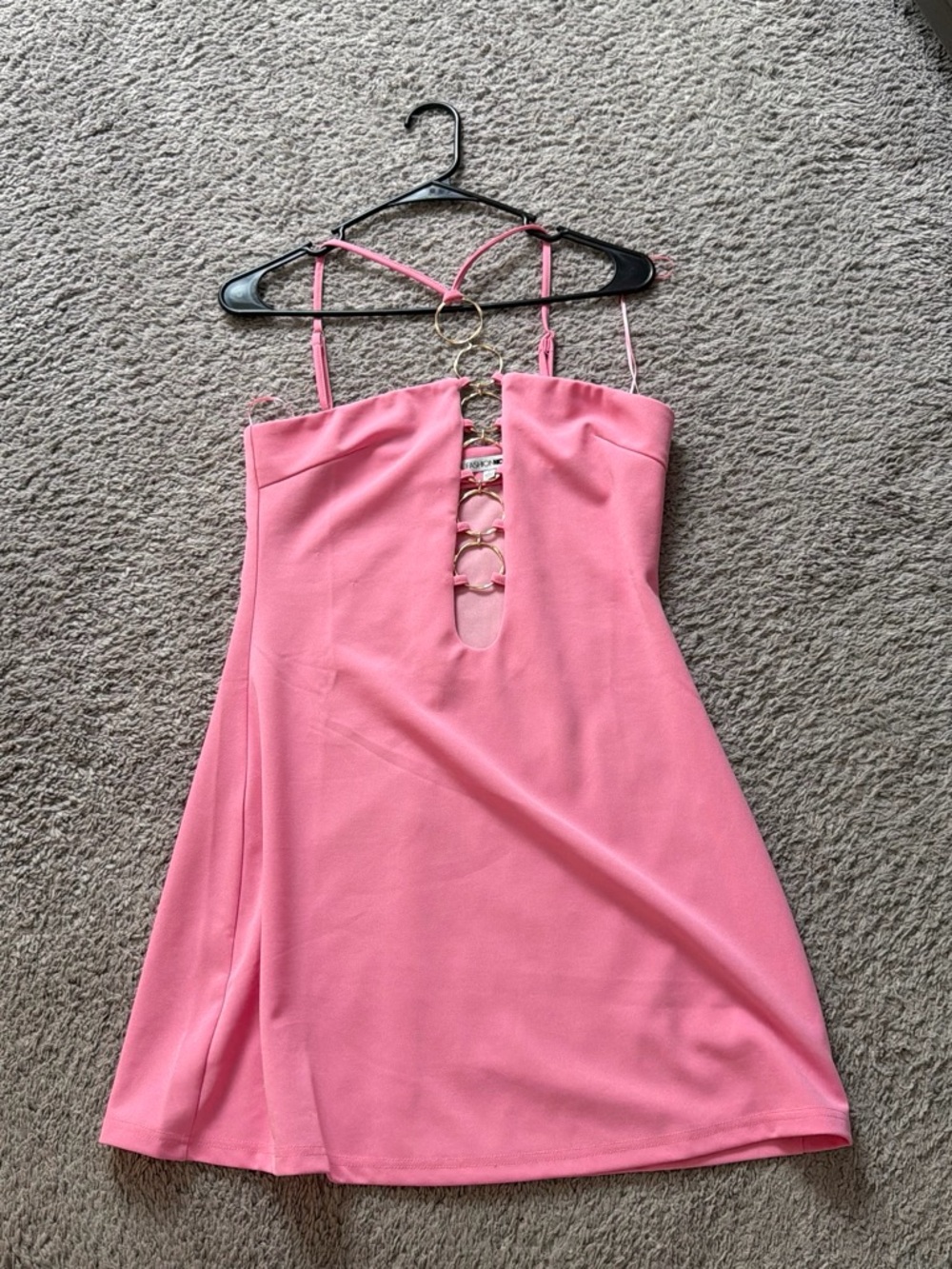 Never worn Fashion Nova Pink Ring-Front Mini Dress